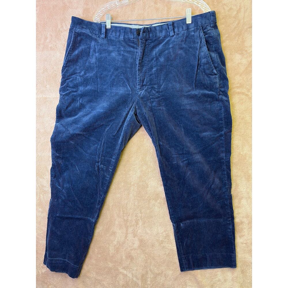 Brooks Brothers Clark Fit Corduroy Pants Mens 42Wx30L Blue Flat Front Cords